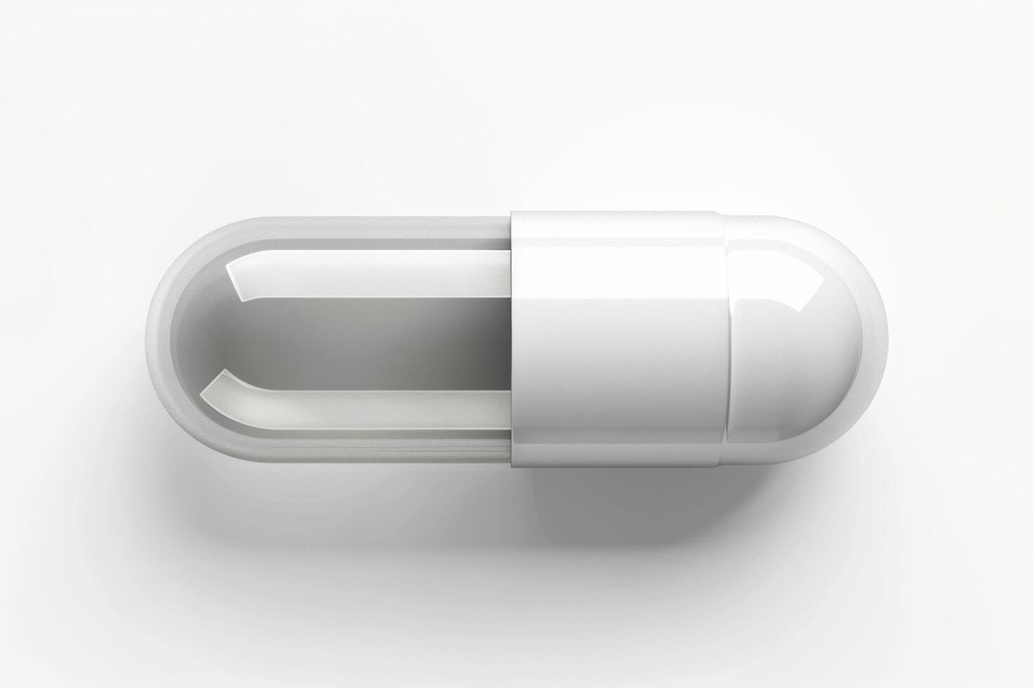 A pill on a white background with a white cap photo