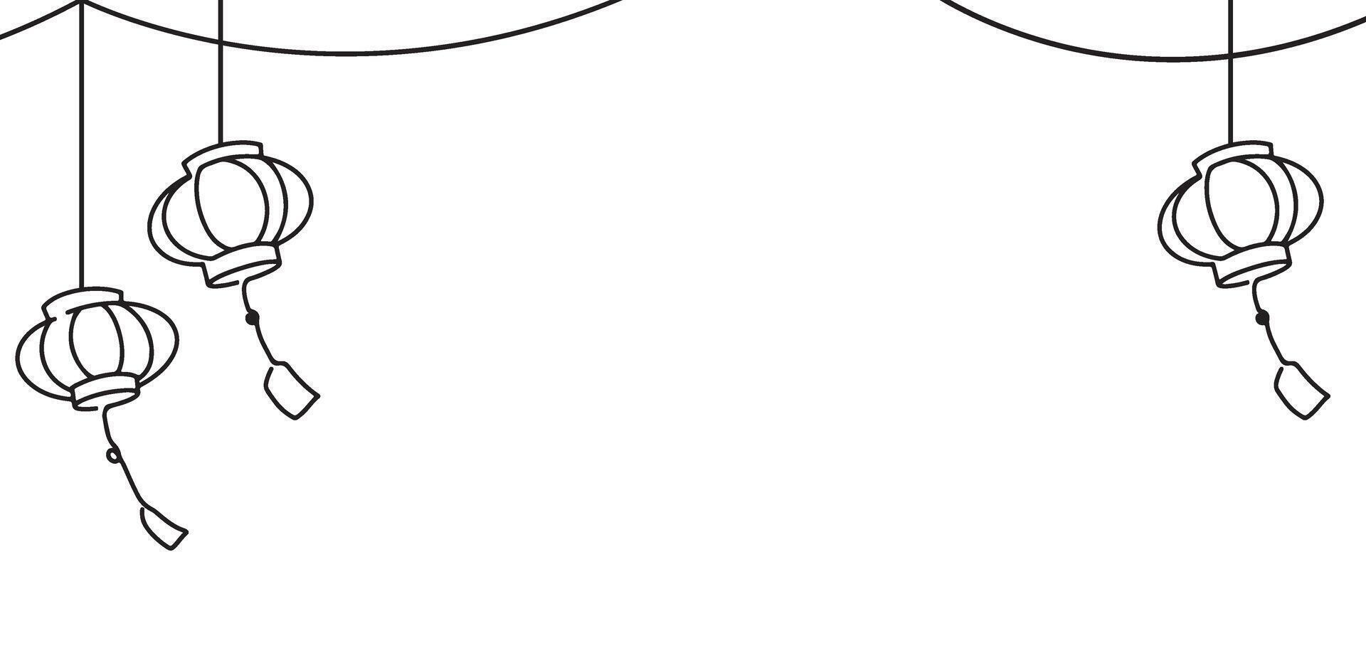 line art of chinese lantern vector