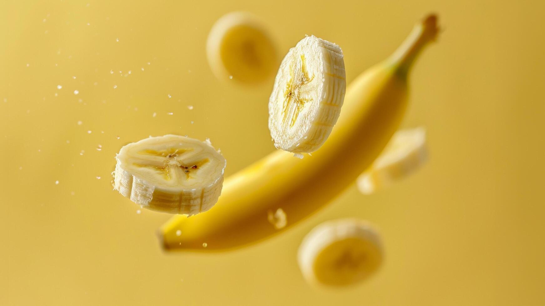 Banana slices falling from the sky photo