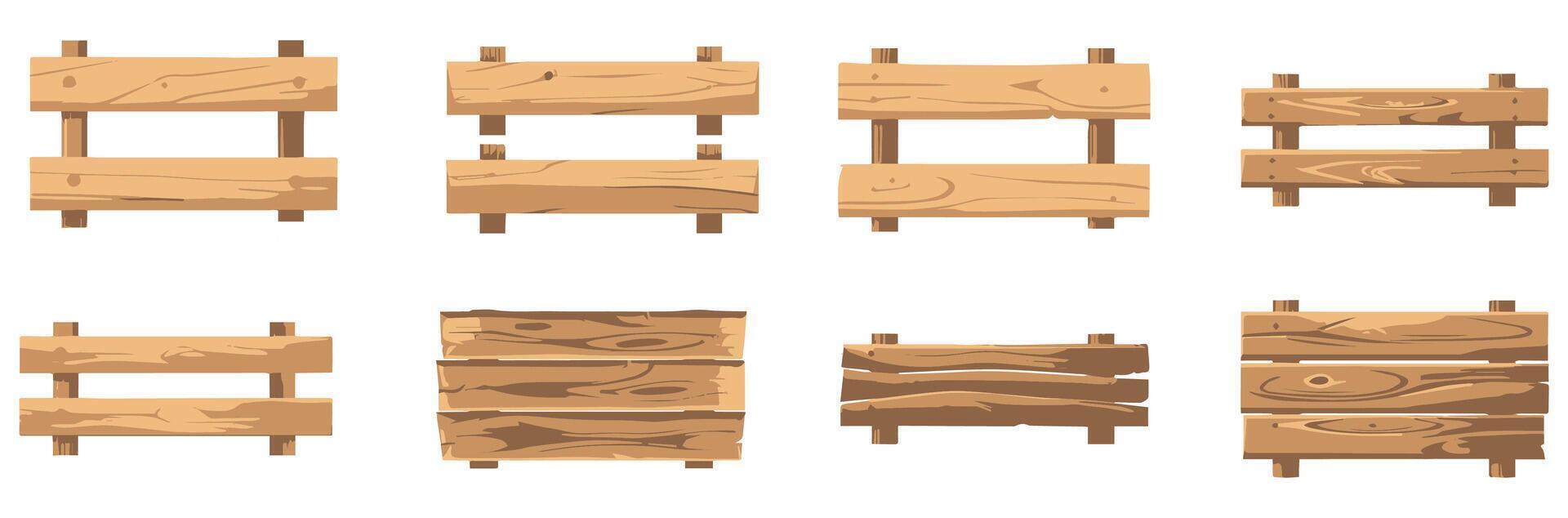 set of bundle illustration of wooden planks on a wooden pole stick. isolated on a white background. eps 10 vector