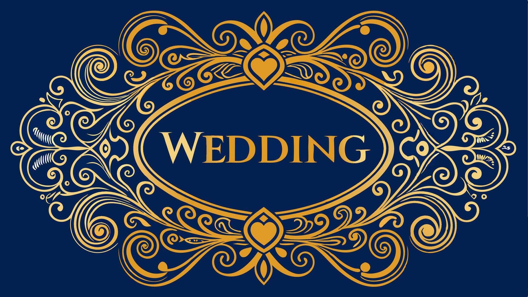 Wedding logo on blue background vector