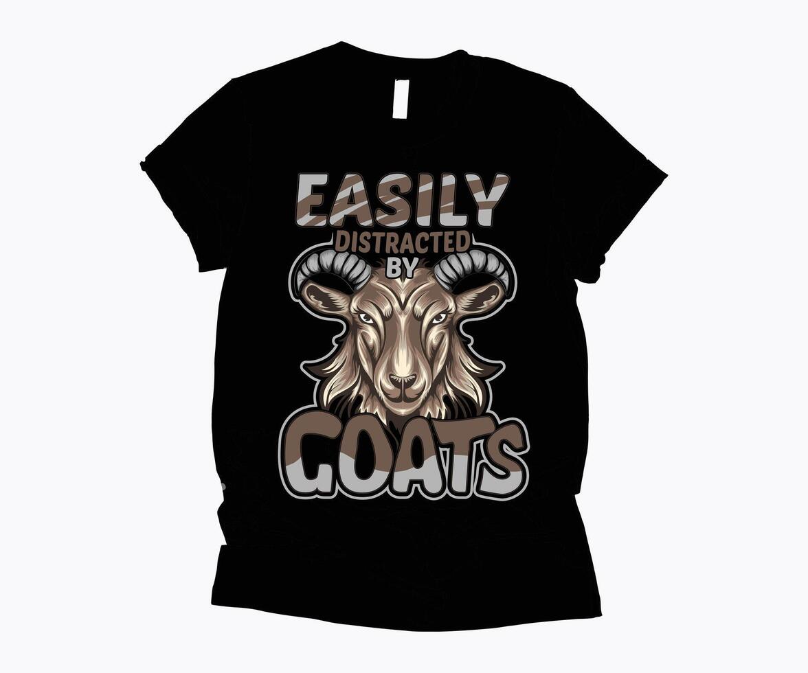easily distracted by goats head t-shirt design vector