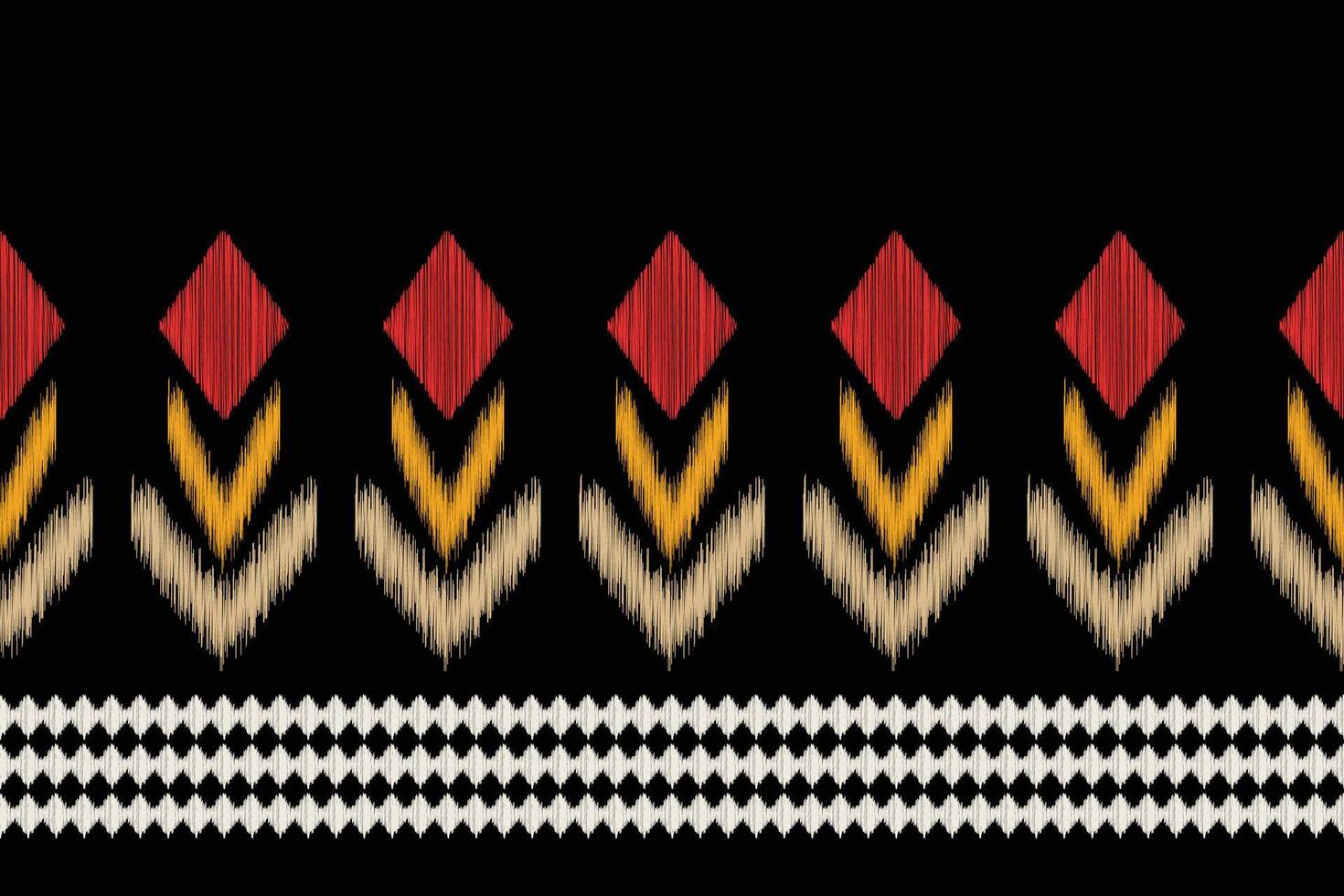 Ikat pattern design with black background ikat ethnic pattern decor art. vector
