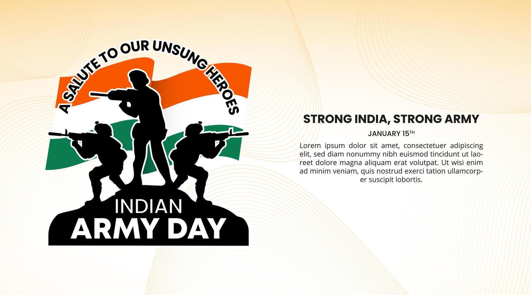 Indian Army Day background with silhouettes of soldiers vector