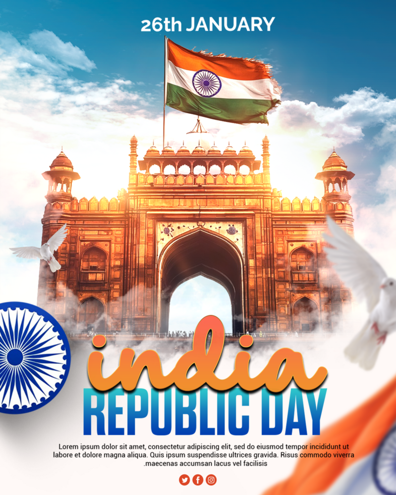 India republic day celebration poster Happy Indian republic day greeting card design India day psd