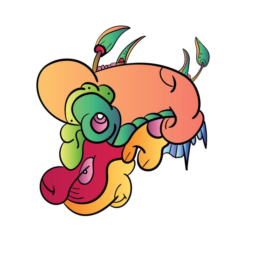illustration of Monsters and cute alien friendly, cool, cute hand-drawn. Doodle Art. vector