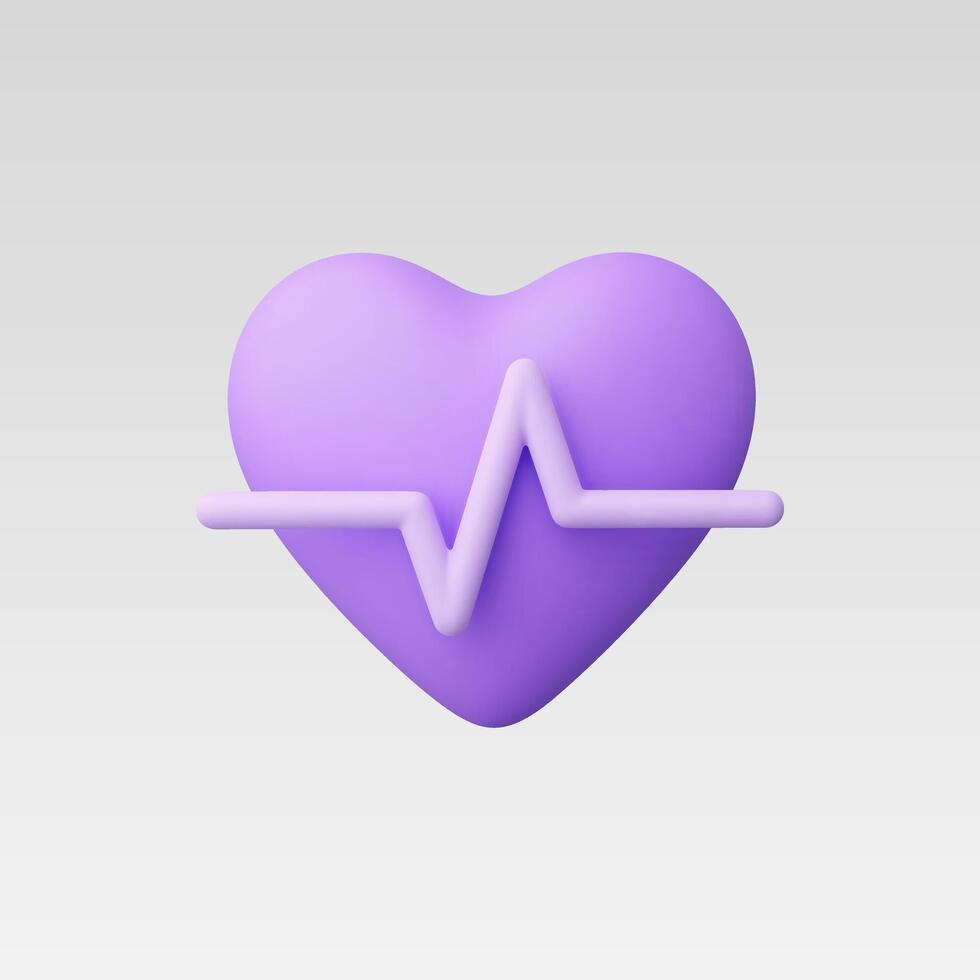 3d Realistic Heart beat pulse illustration vector
