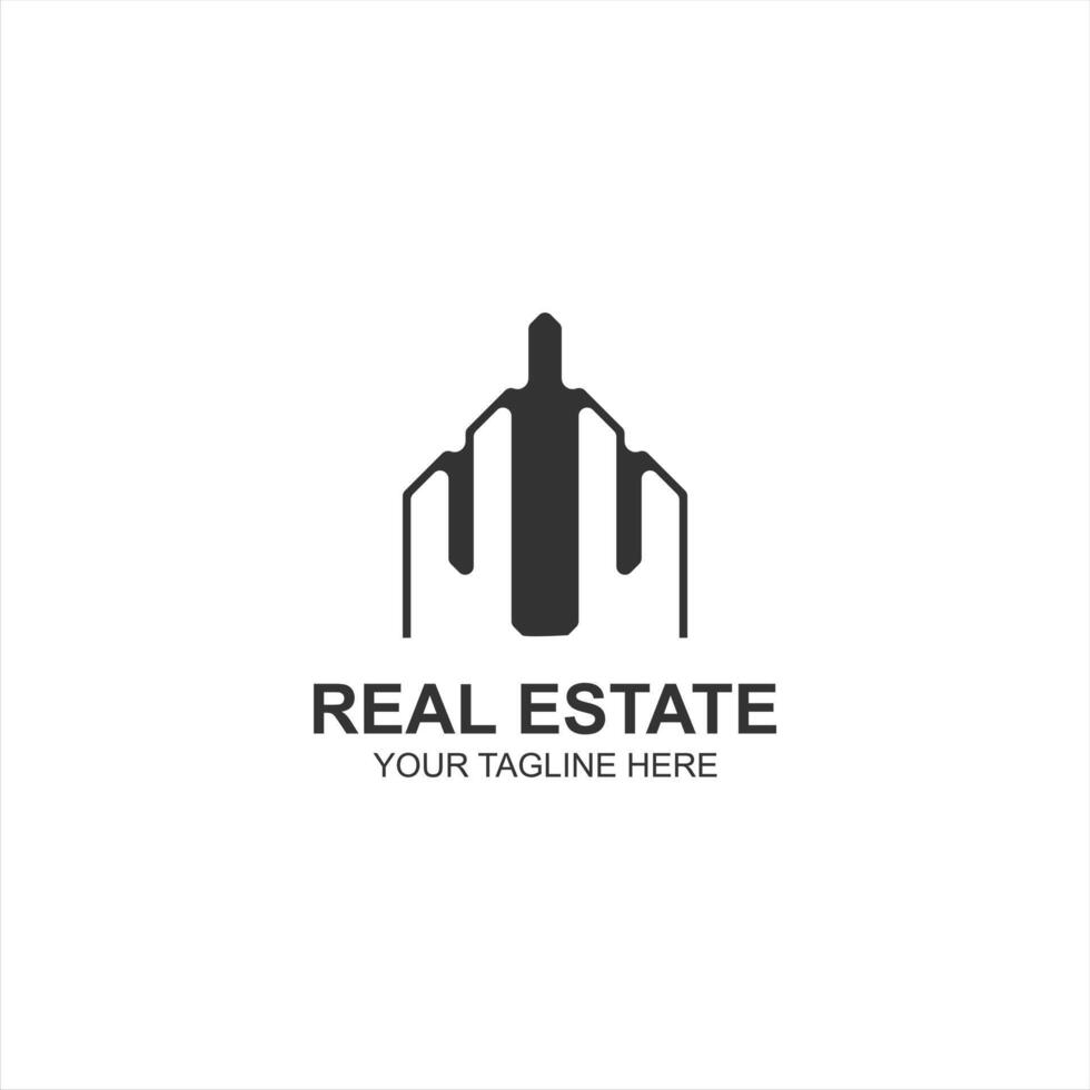 real estate logo u initial icon with creative illustration vector