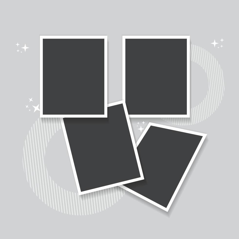 collage composition of a picture frame with a flat design vector