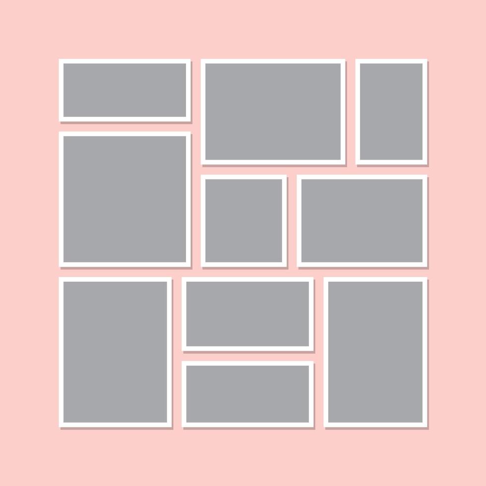 Empty photo frame mood board collage template design vector