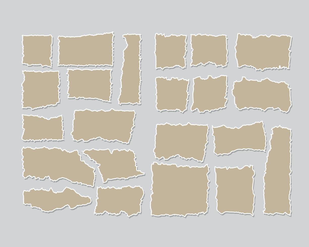 Paper torns set with ripped edges, Torn sheets for design, collages, cards vector