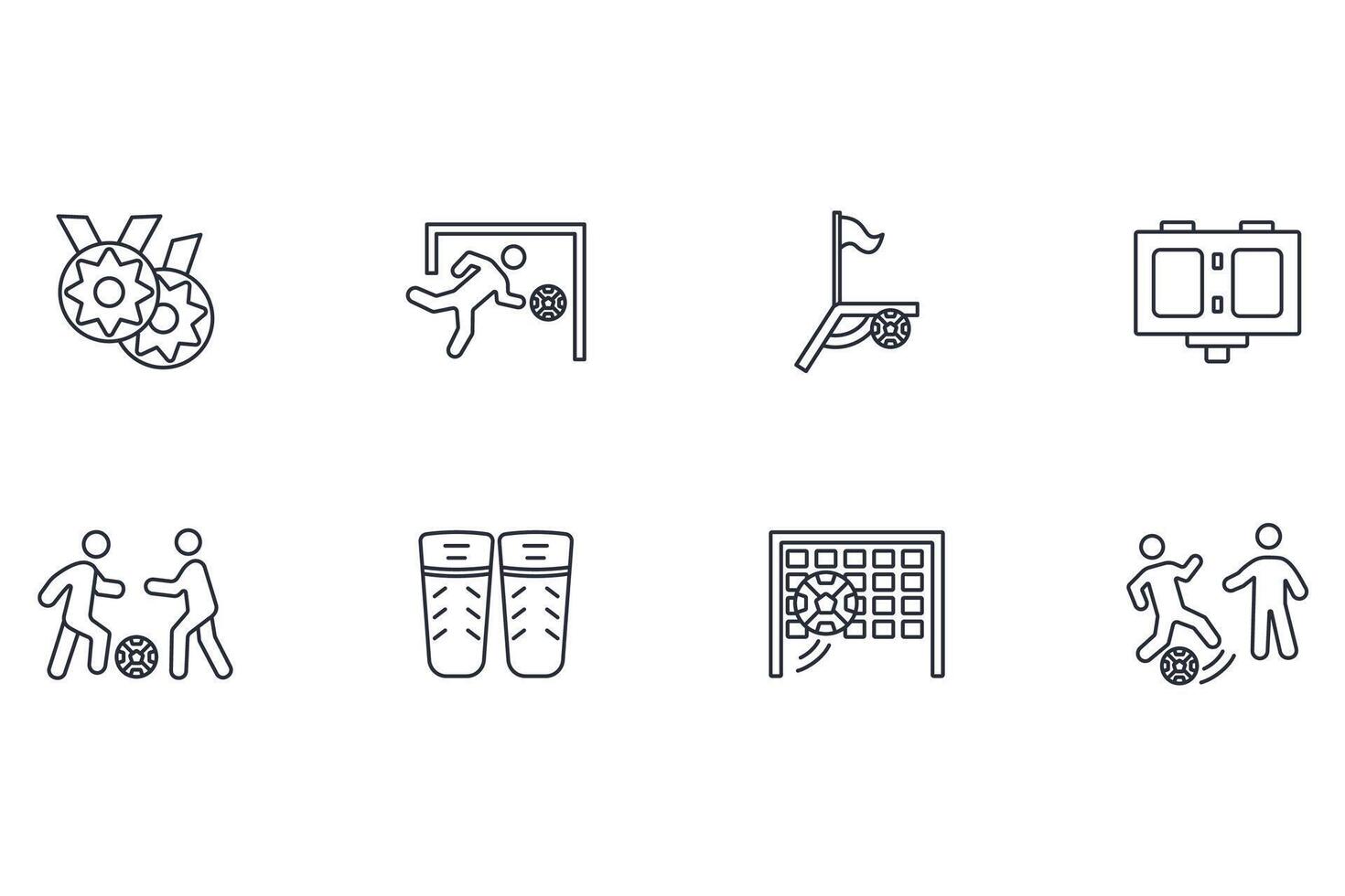 Football and soccer icon set..Editable stroke.linear style sign for use web design,logo.Symbol illustration. vector