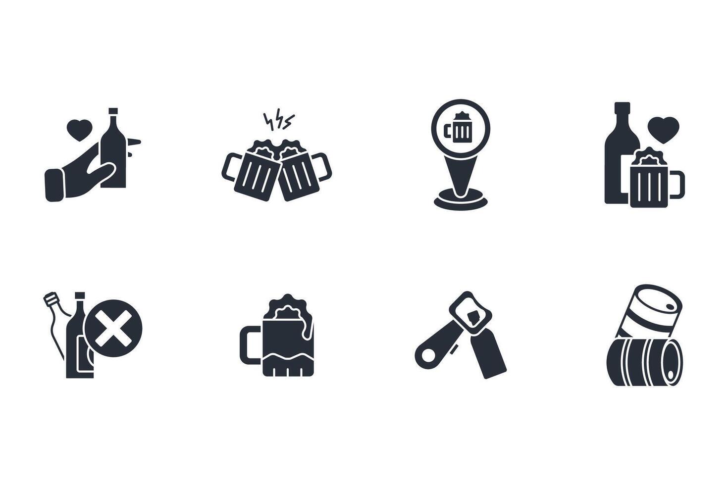 Beer icon set..Editable stroke.linear style sign for use web design,logo.Symbol illustration. vector