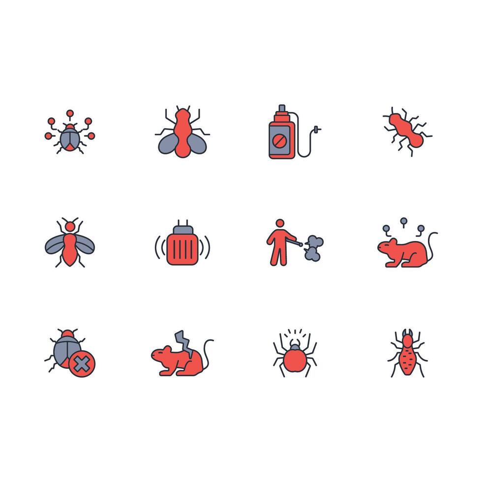 Pest control icon set..Editable stroke.linear style sign for use web design,logo.Symbol illustration. vector