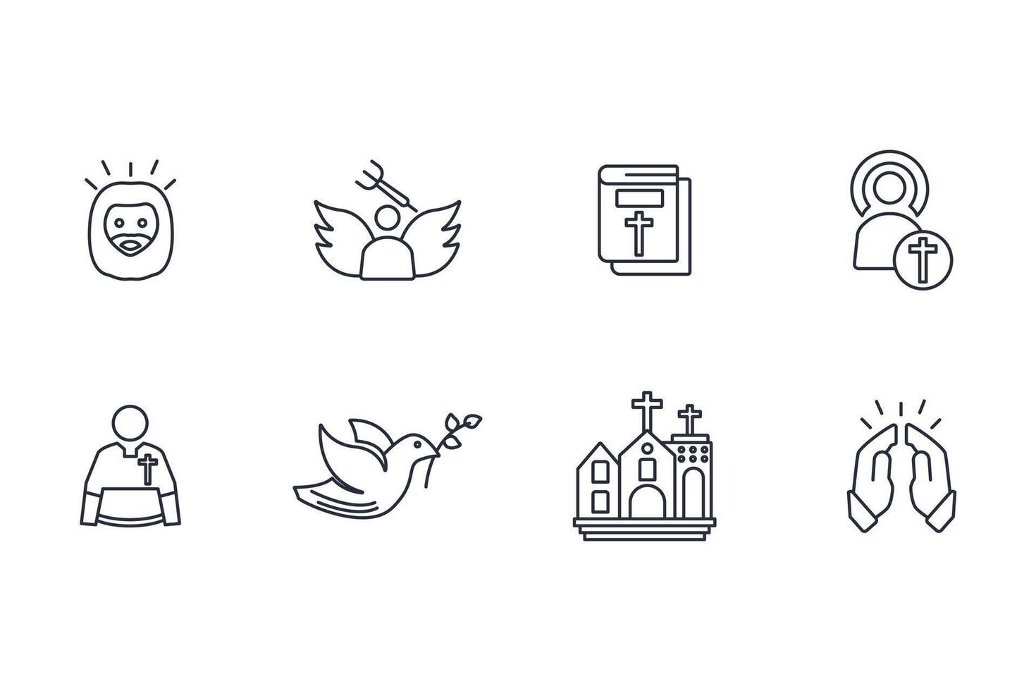 Christianity icon set..Editable stroke.linear style sign for use web design,logo.Symbol illustration. vector