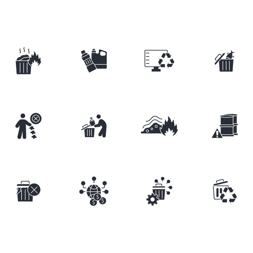 Waste icon set..Editable stroke.linear style sign for use web design,logo.Symbol illustration. vector