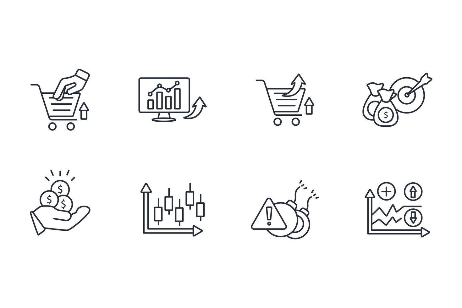 Stock market icon set..Editable stroke.linear style sign for use web design,logo.Symbol illustration. vector