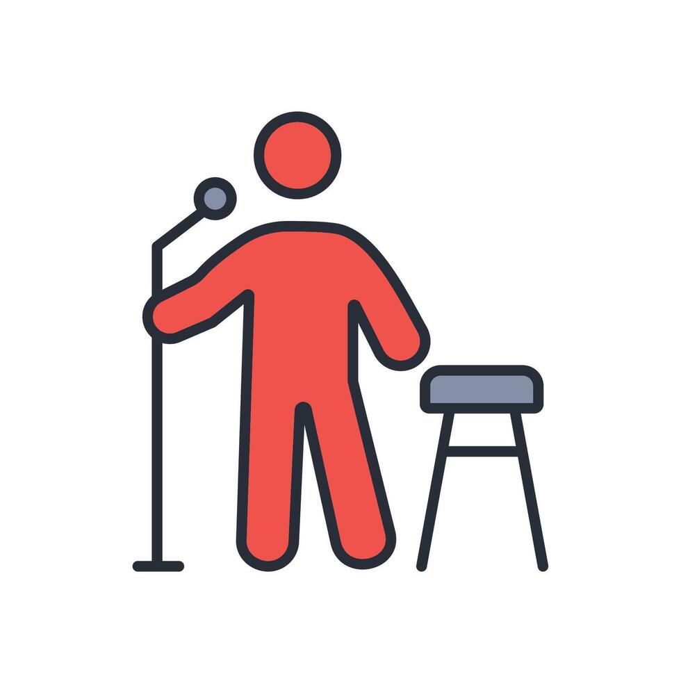 comedian icon. .Editable stroke.linear style sign for use web design,logo.Symbol illustration. vector