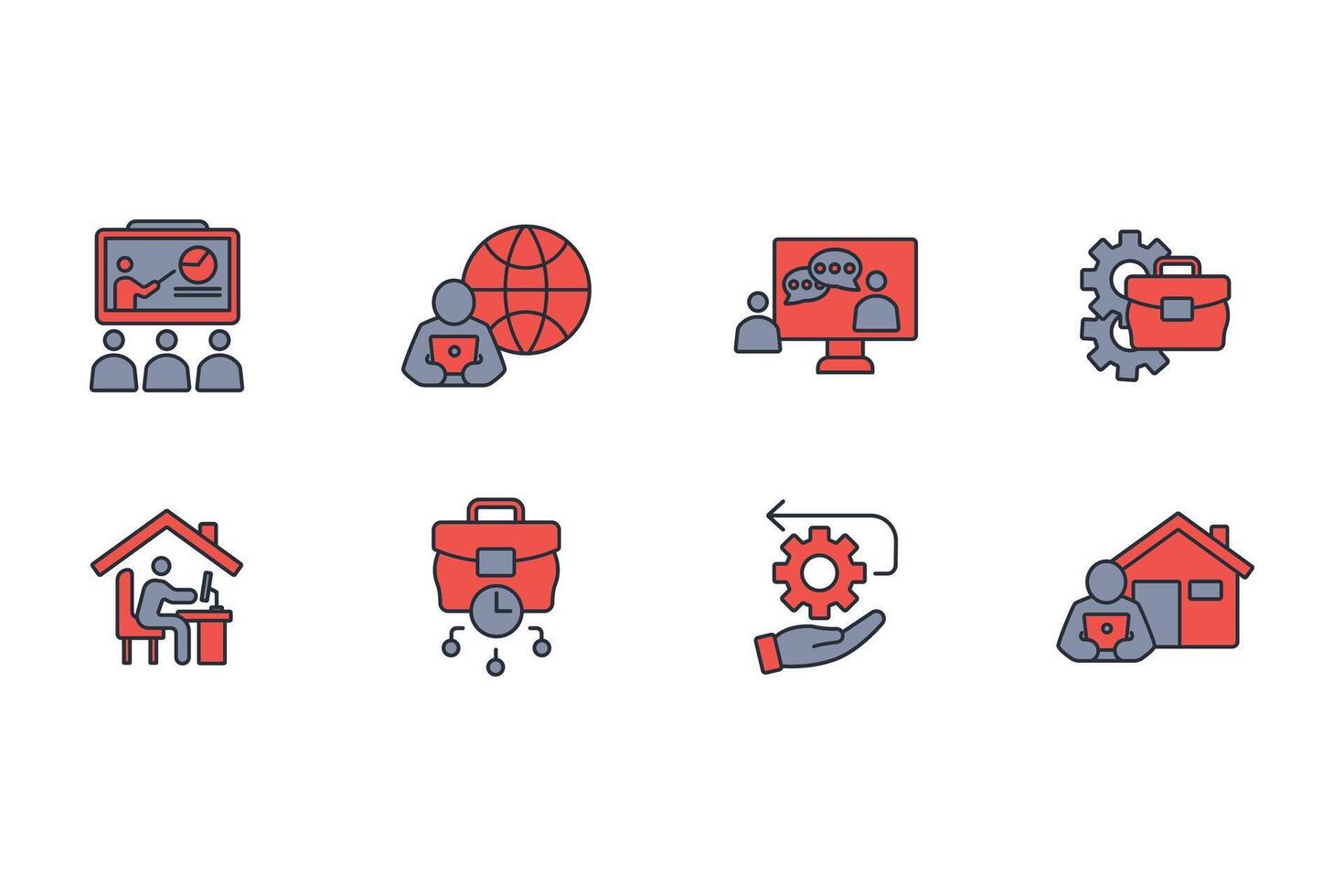 working from home icon set..Editable stroke.linear style sign for use web design,logo.Symbol illustration. vector