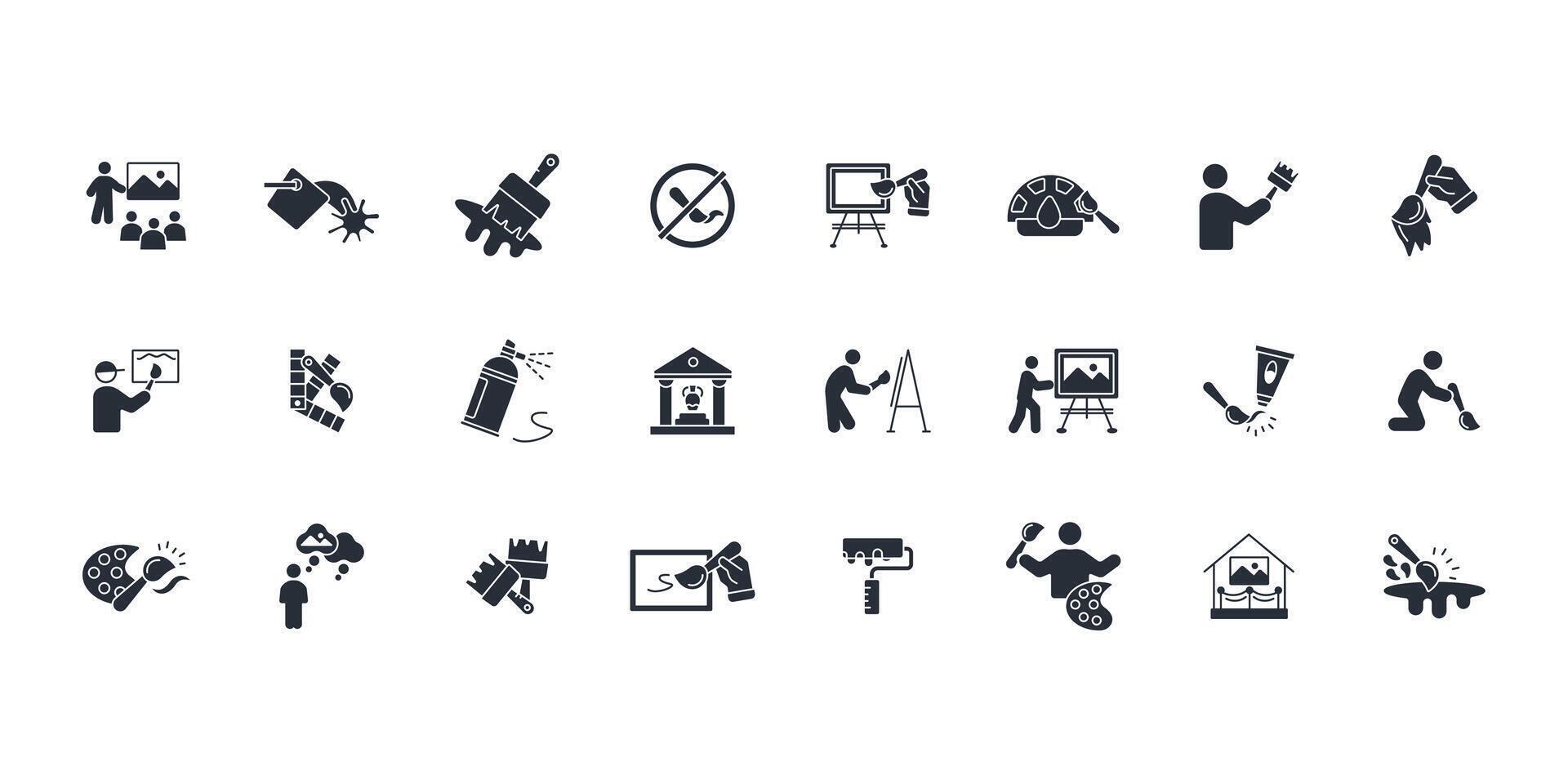 Painting icon set..Editable stroke.linear style sign for use web design,logo.Symbol illustration. vector