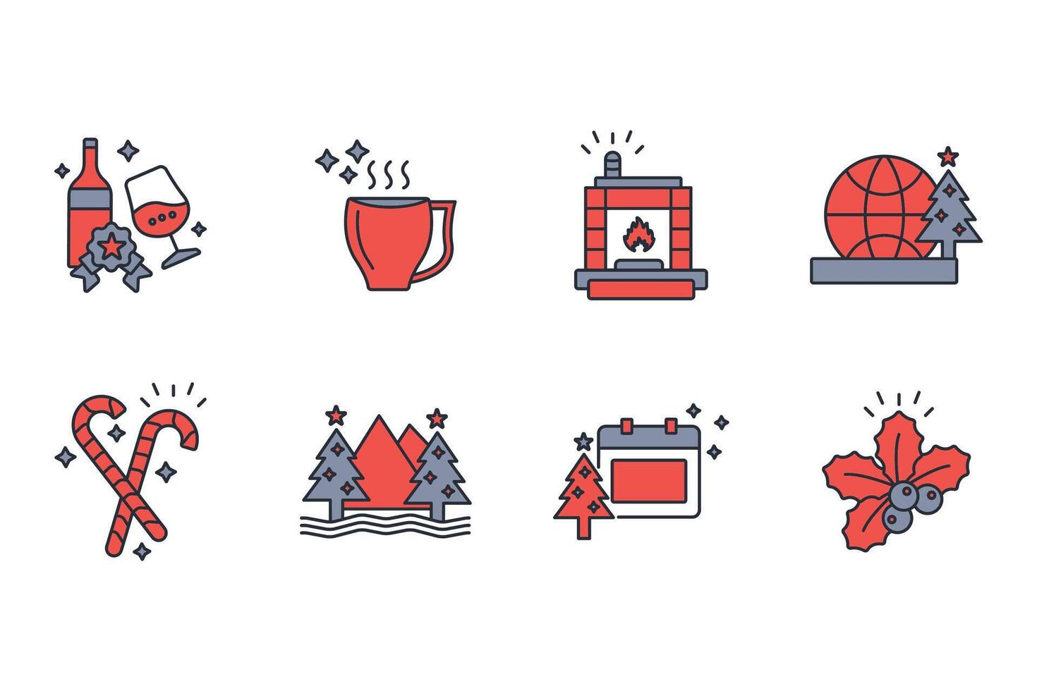 Christmas icon set..Editable stroke.linear style sign for use web design,logo.Symbol illustration. vector