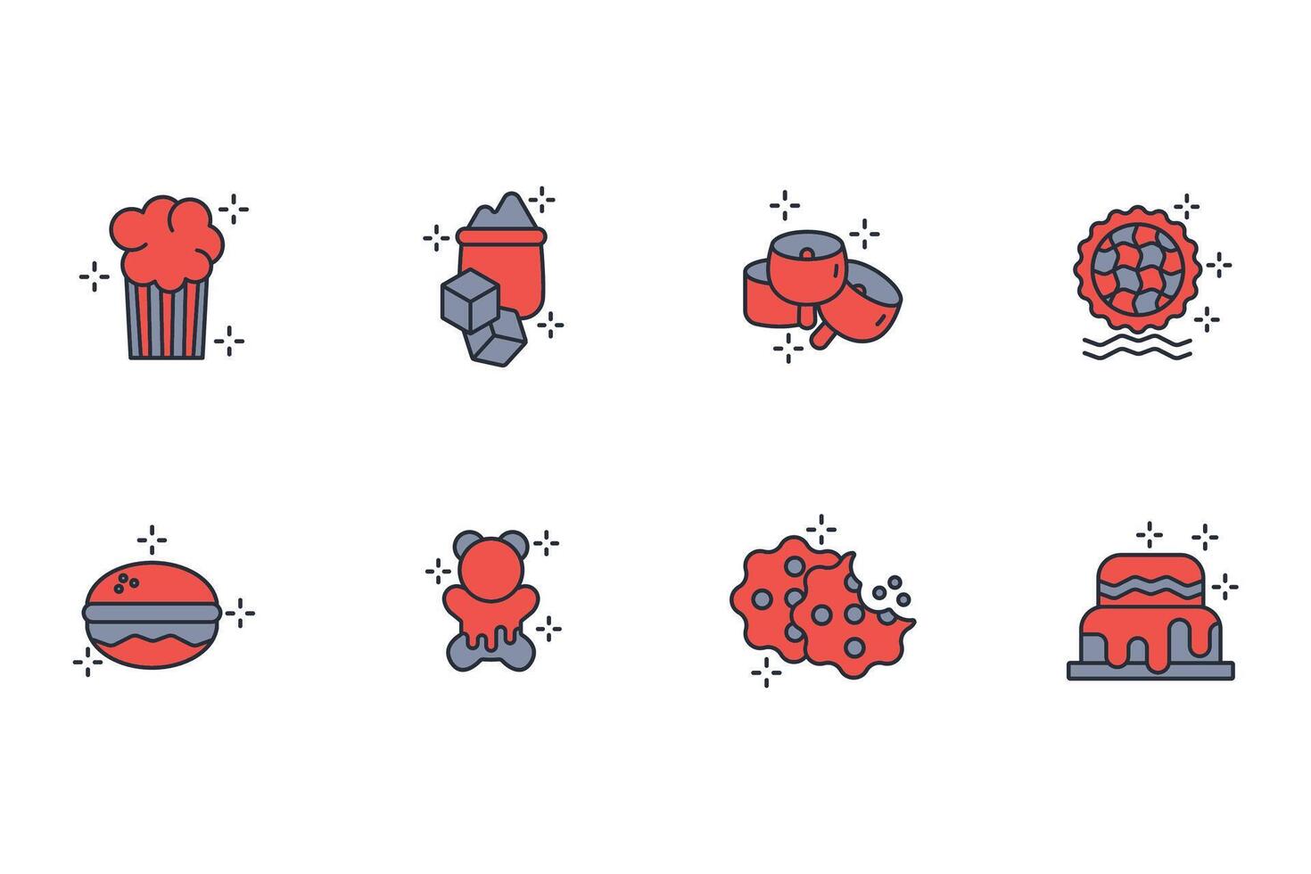 Sweets and desserts icon set..Editable stroke.linear style sign for use web design,logo.Symbol illustration. vector
