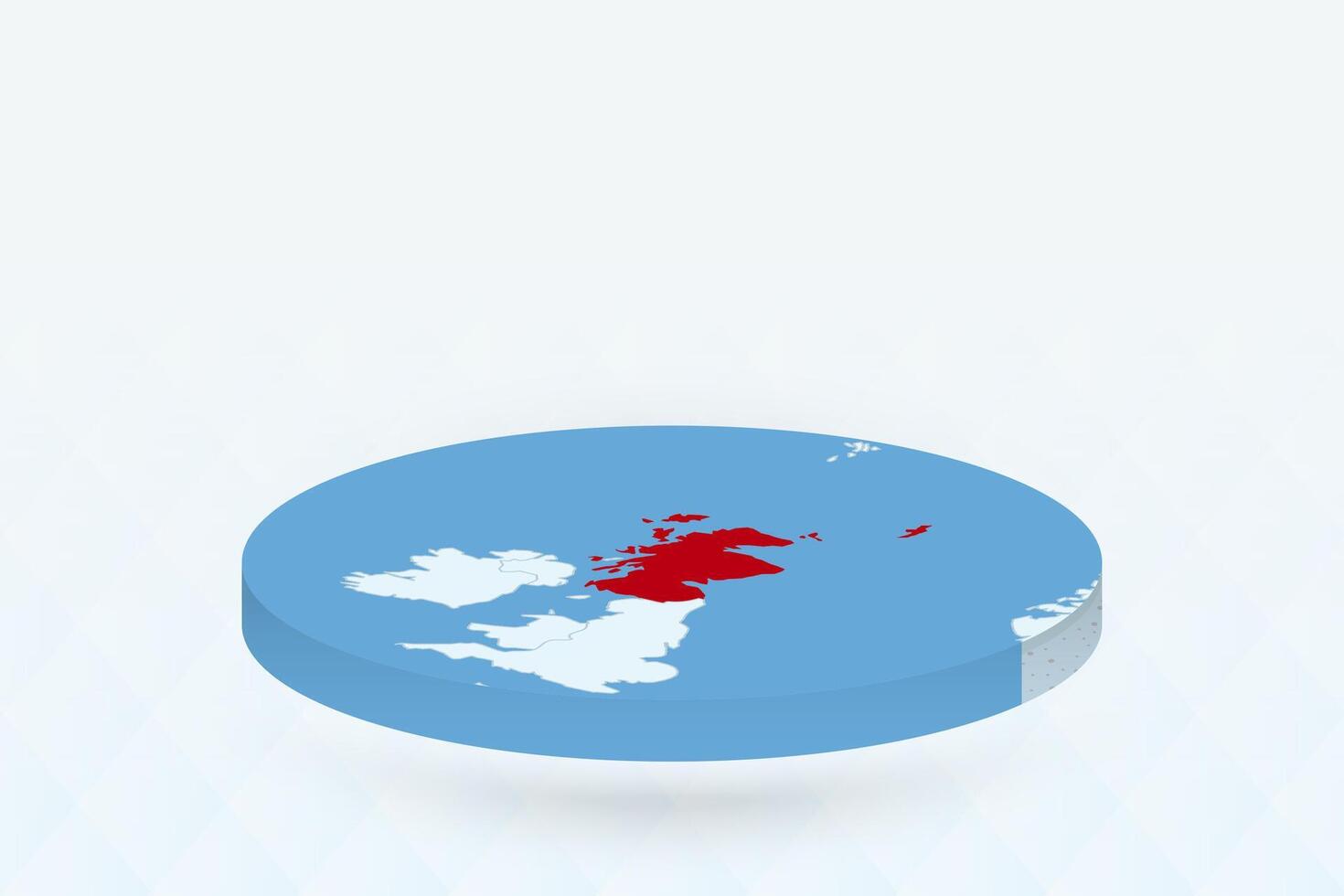 3D Isometric Map Highlighting Scotland in Red. vector