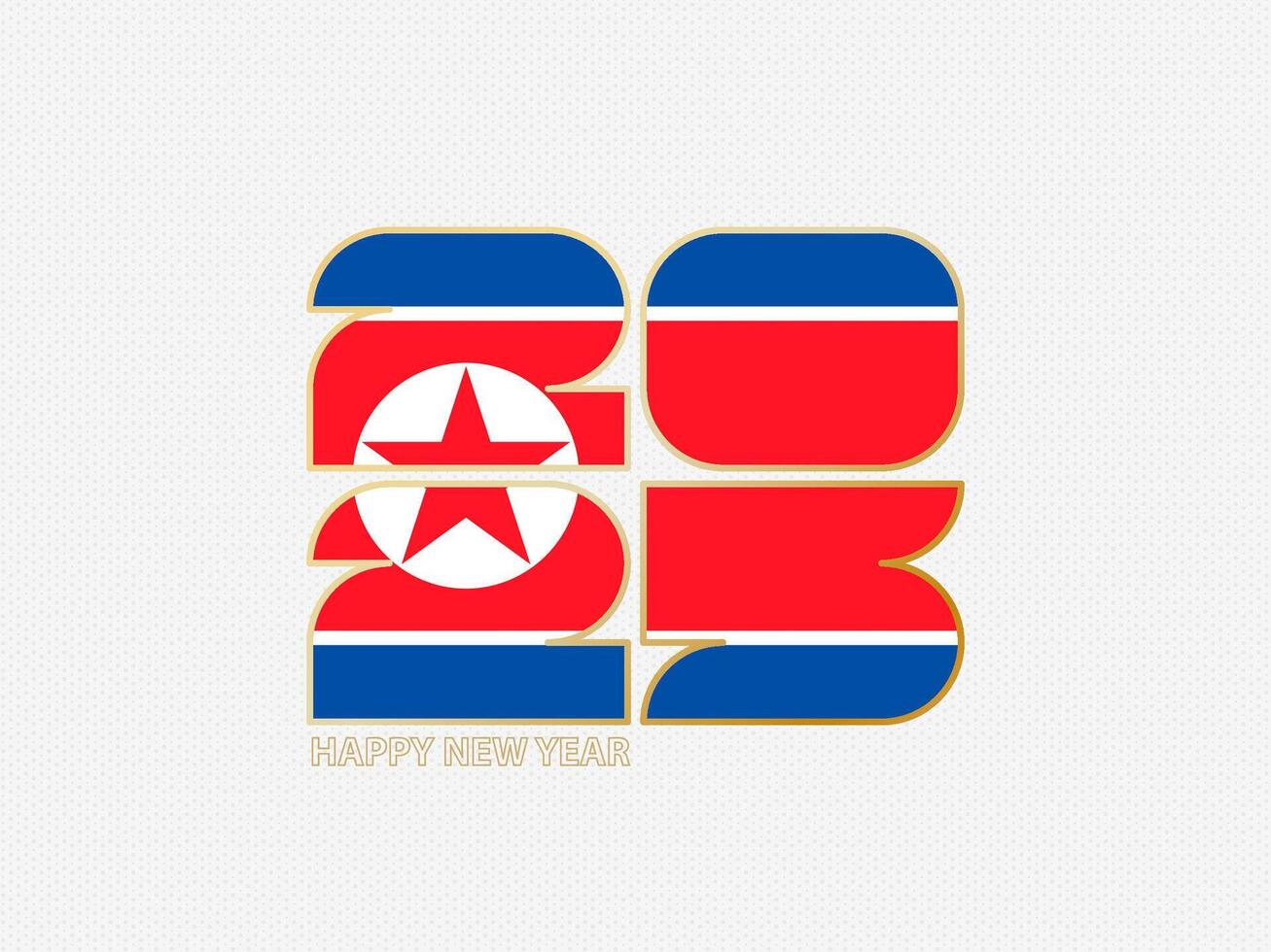 Abstract numbers 2025 with flag of North Korea. vector