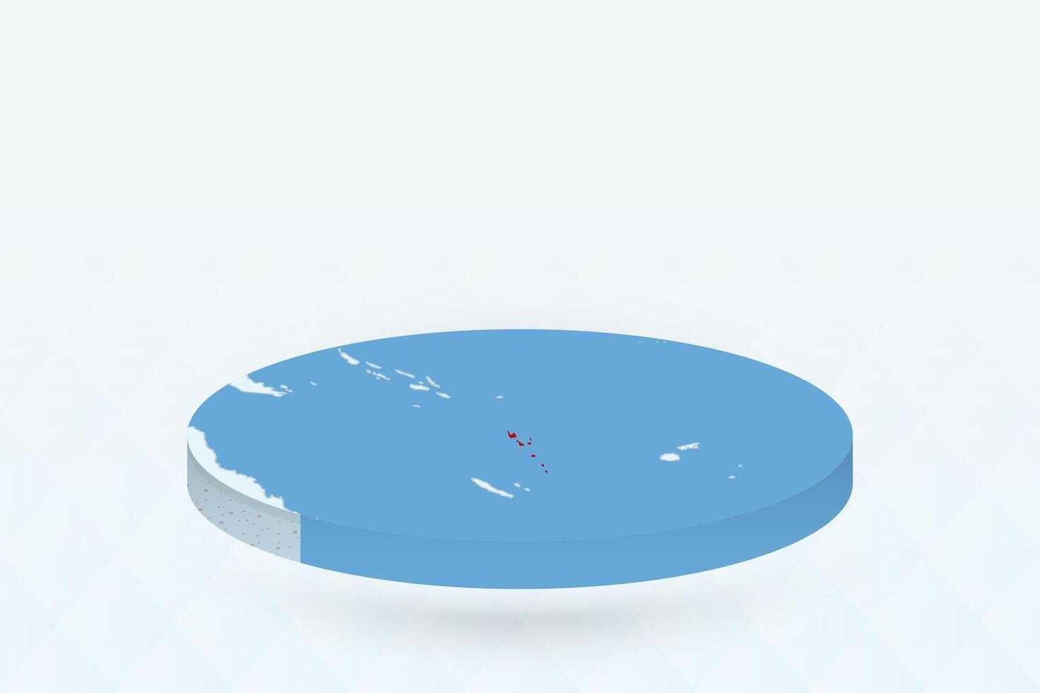 3D Isometric Map Highlighting Vanuatu in Red. vector