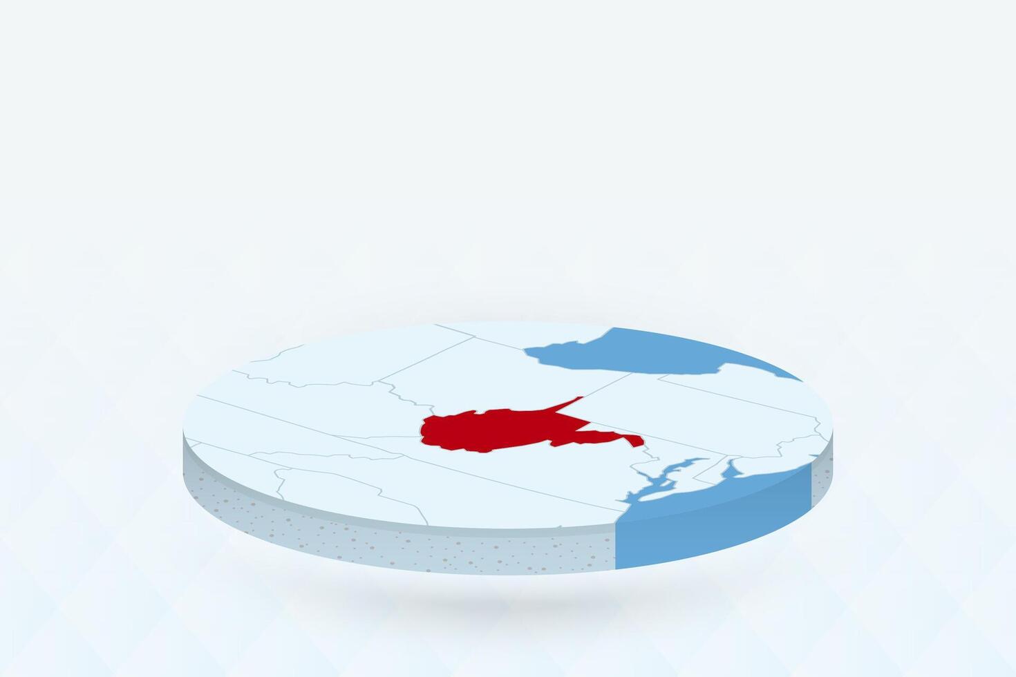 3D Isometric Map Highlighting West Virginia in Red. vector