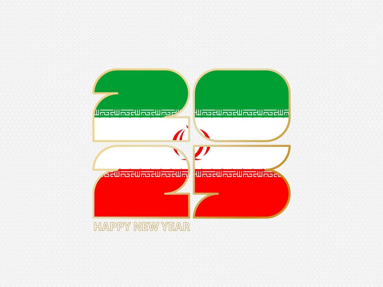 Abstract numbers 2025 with flag of Iran. vector