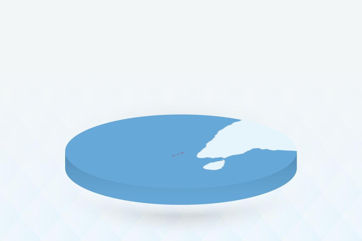 3D Isometric Map Highlighting Maldives in Red. vector