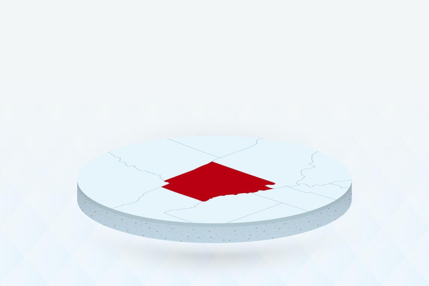 3D Isometric Map Highlighting Arkansas in Red. vector
