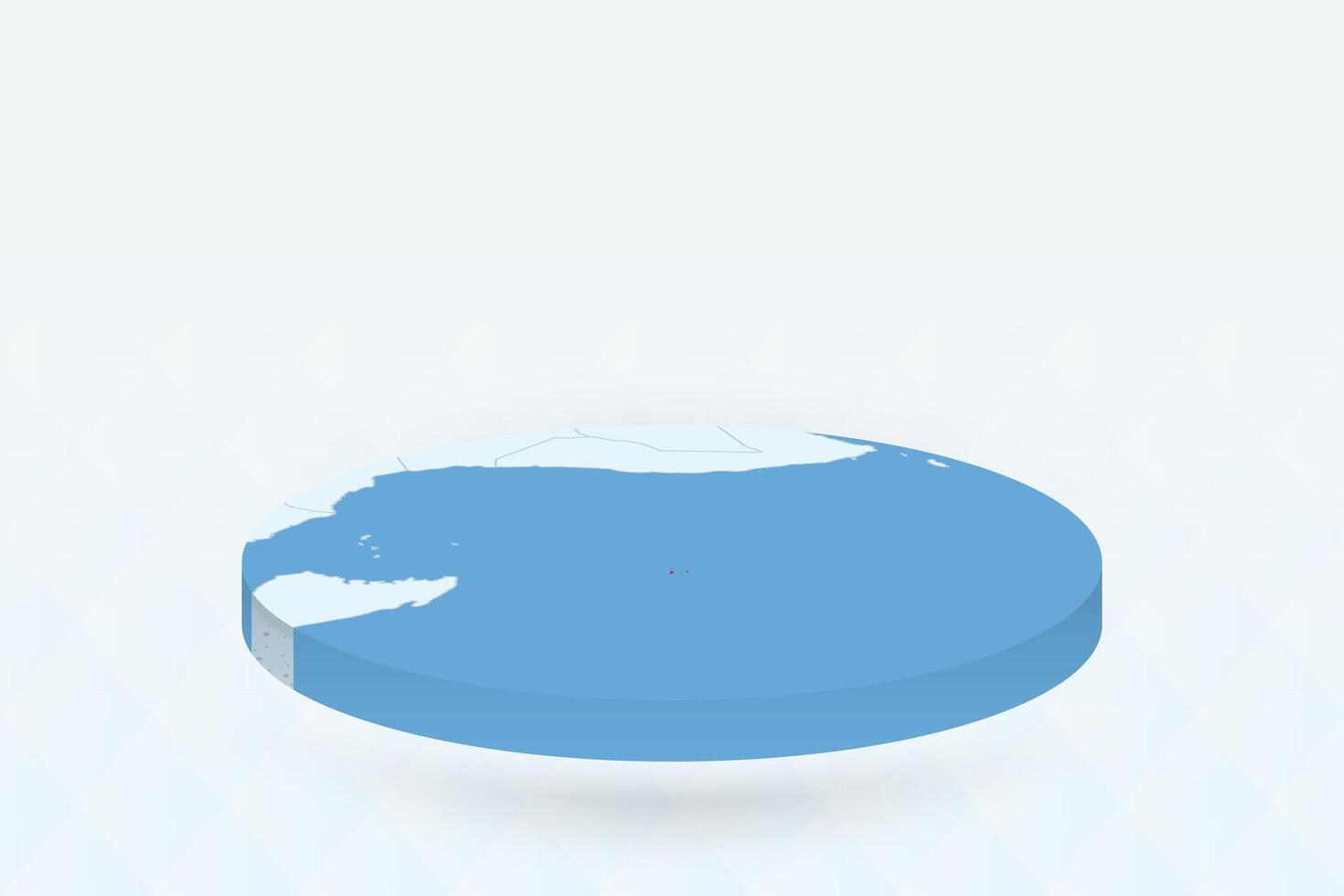 3D Isometric Map Highlighting Seychelles in Red. vector