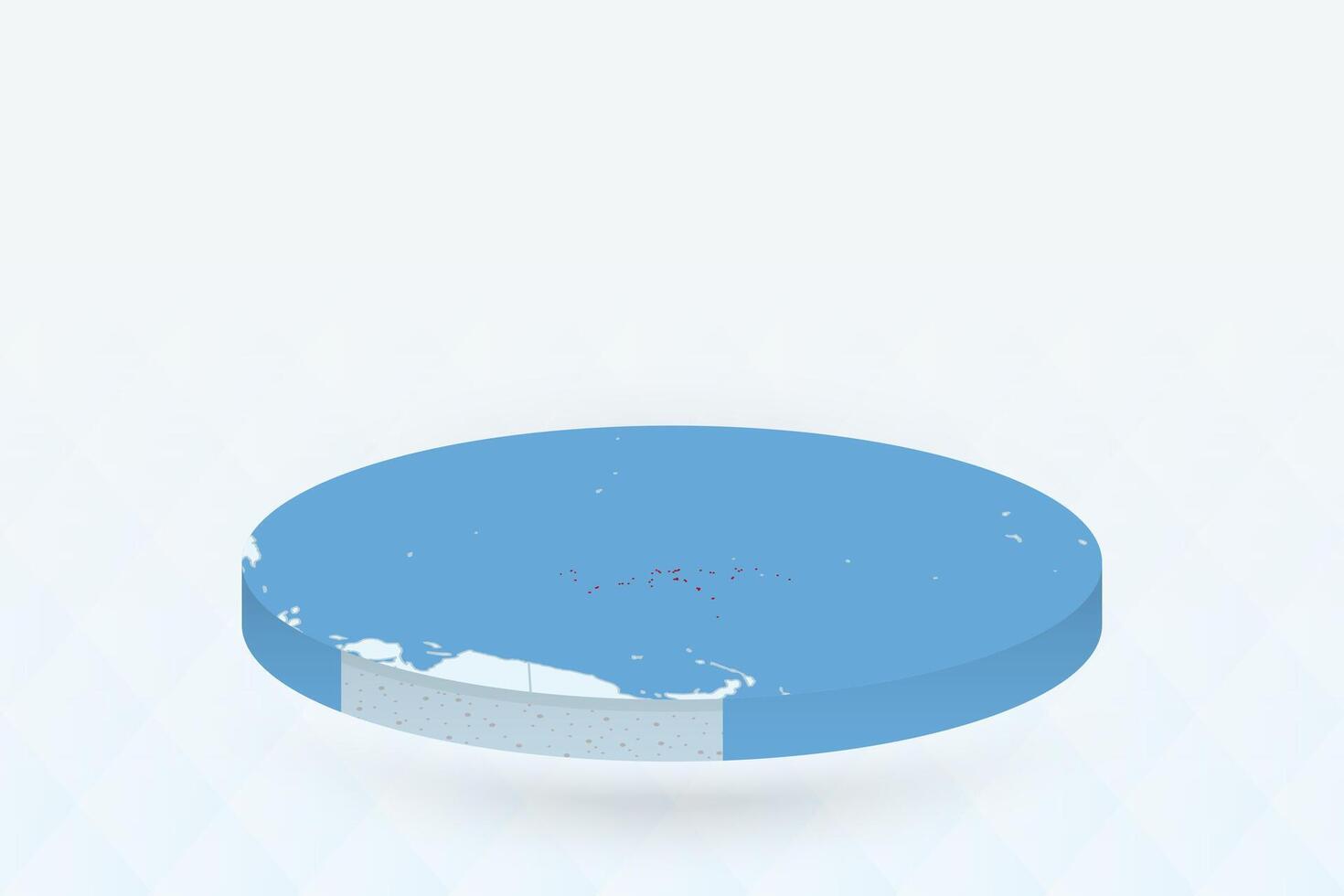 3D Isometric Map Highlighting Micronesia in Red. vector
