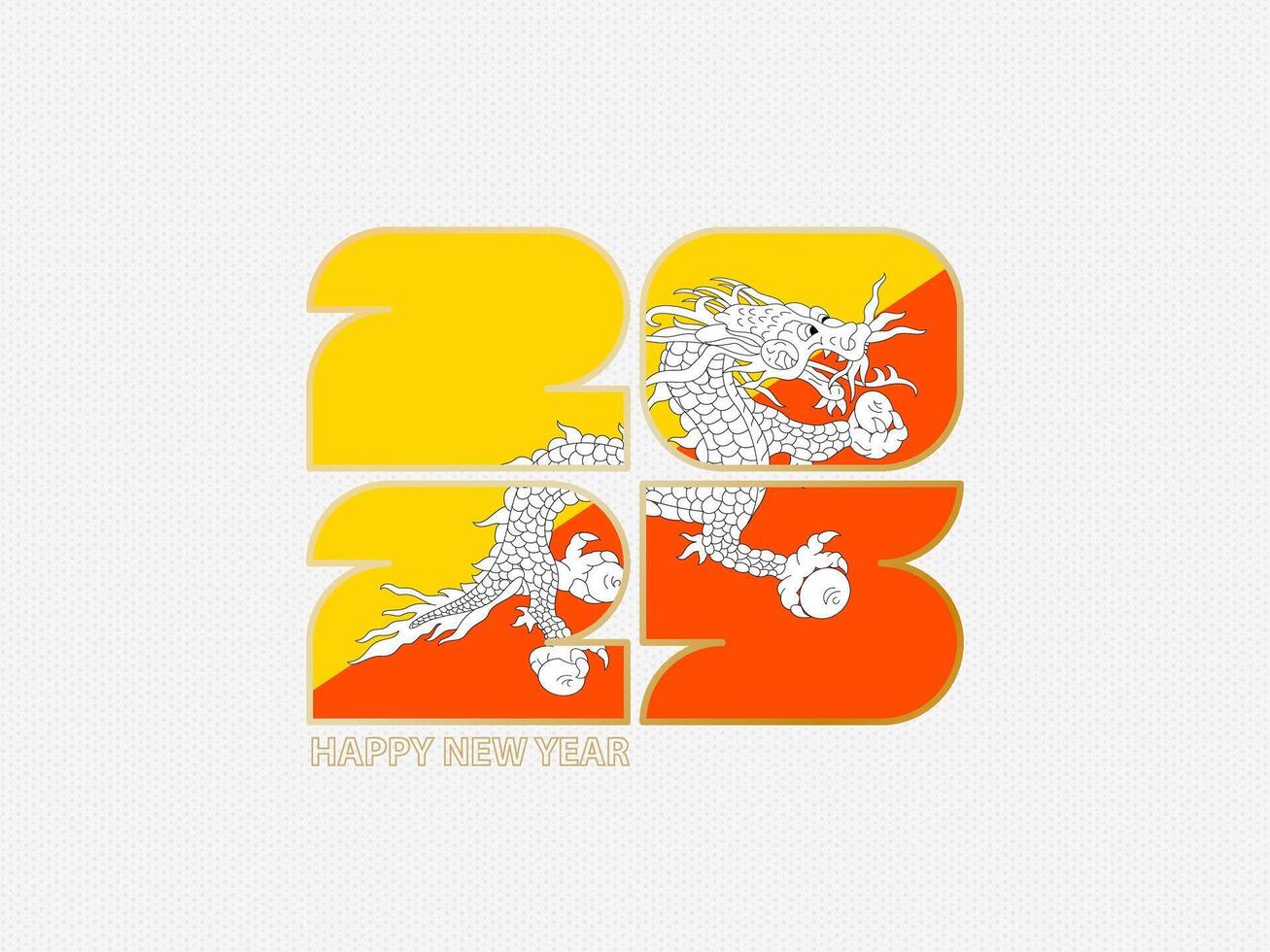 Abstract numbers 2025 with flag of Bhutan. vector