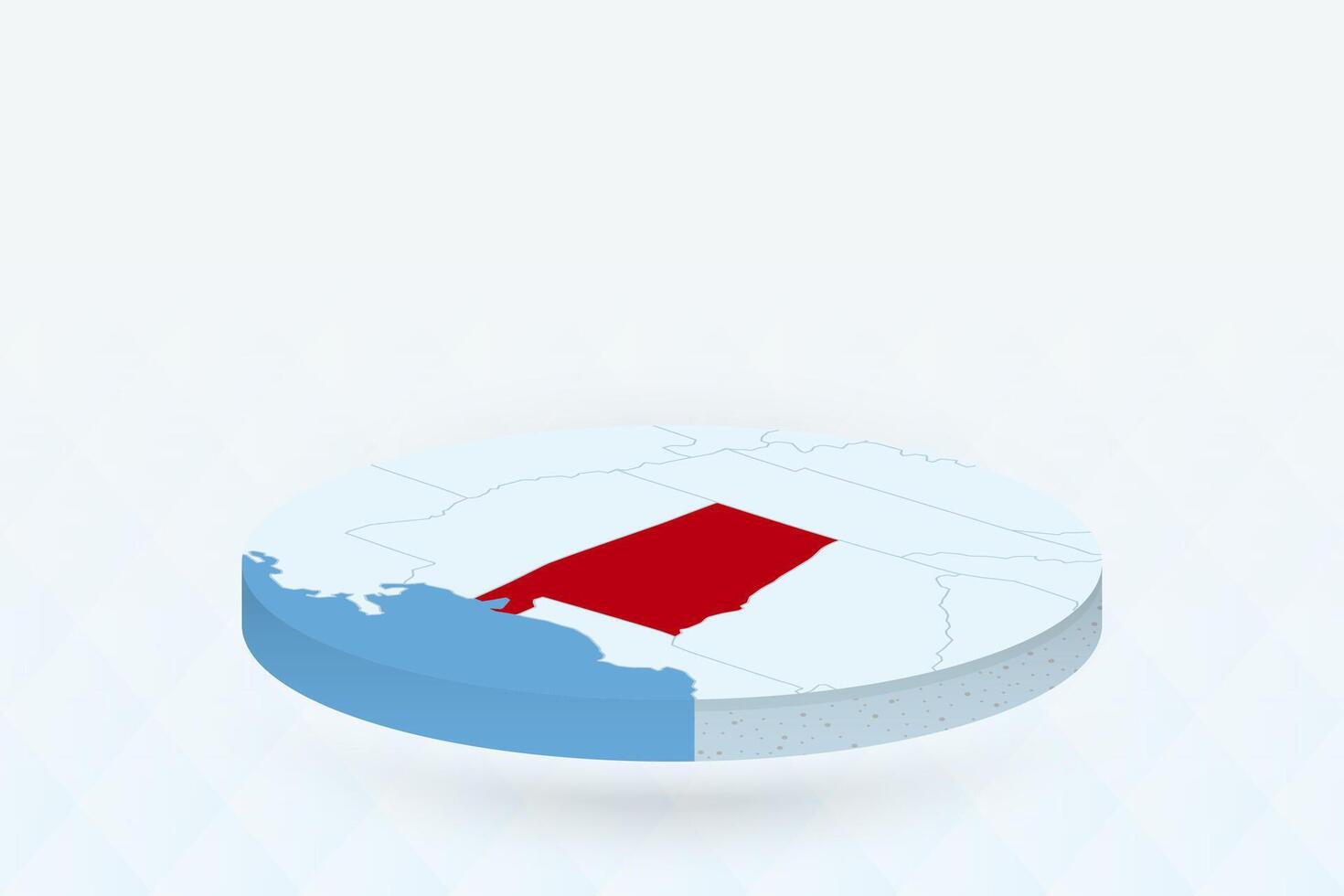 3D Isometric Map Highlighting Alabama in Red. vector