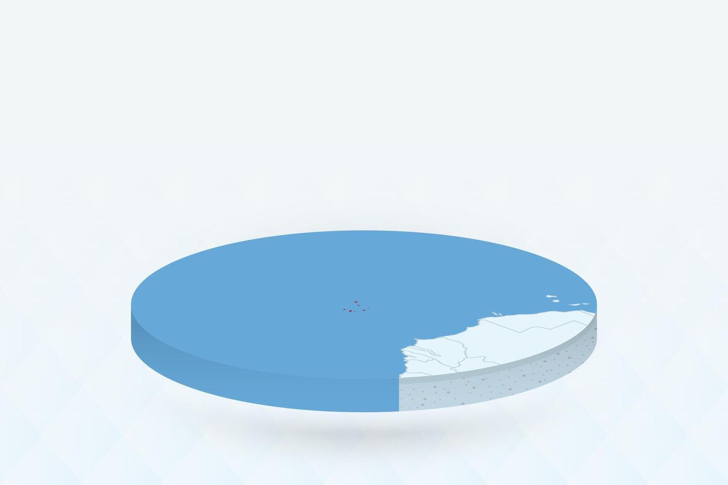 3D Isometric Map Highlighting Cape Verde in Red. vector