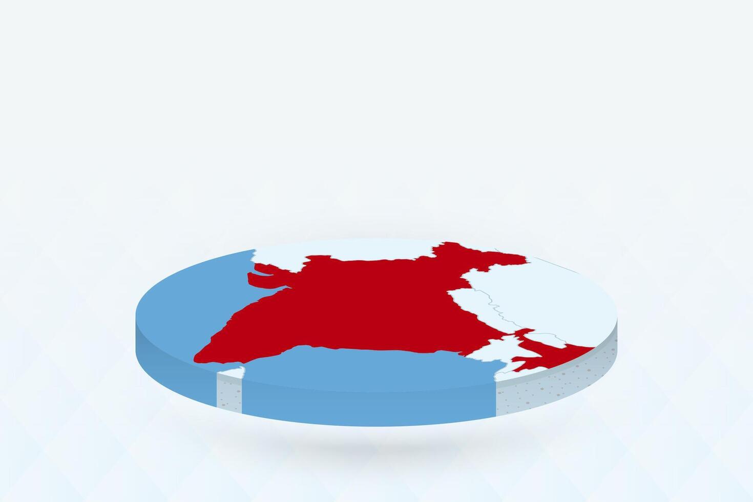 3D Isometric Map Highlighting India in Red. vector
