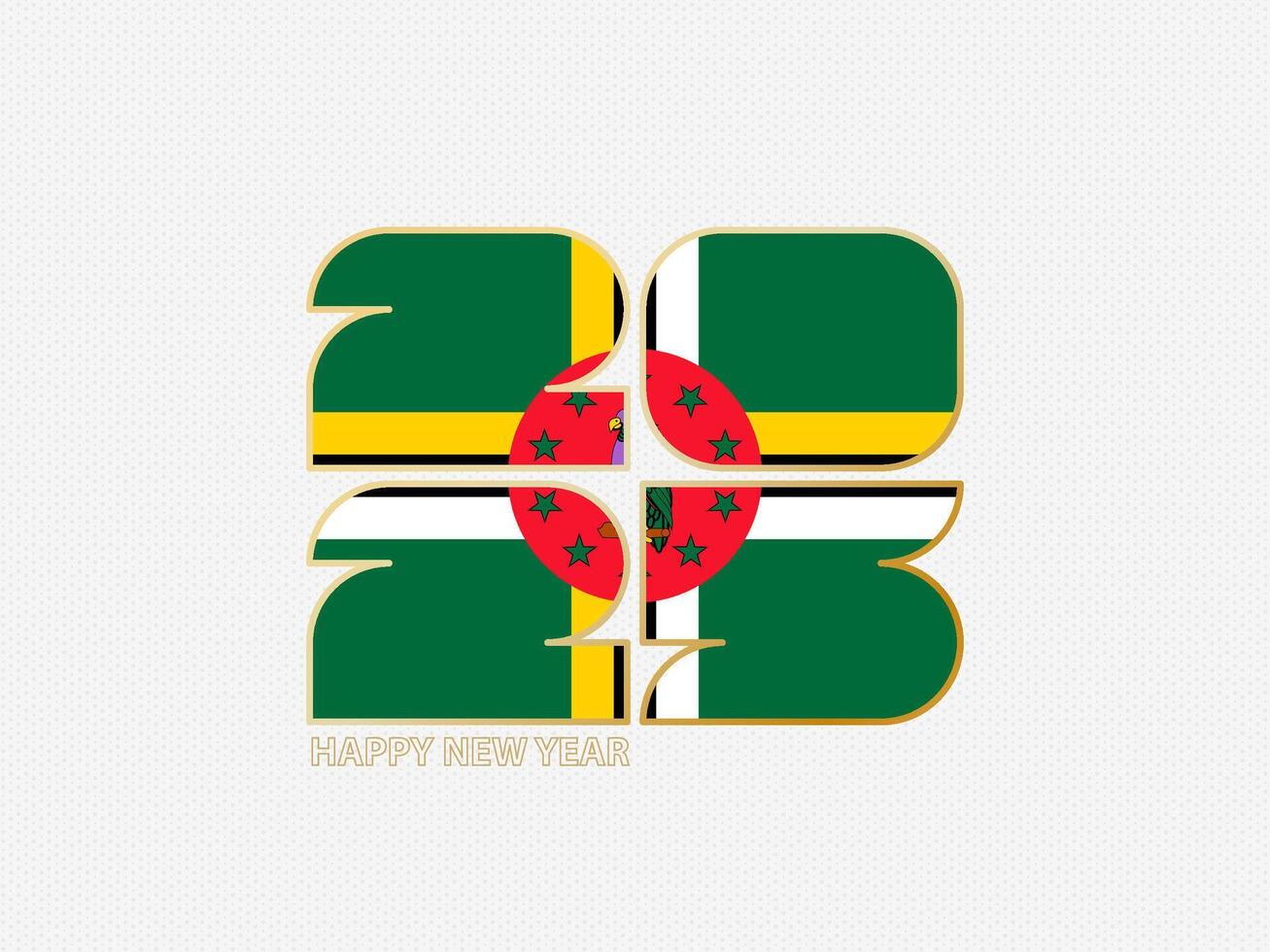 Abstract numbers 2025 with flag of Dominica. vector