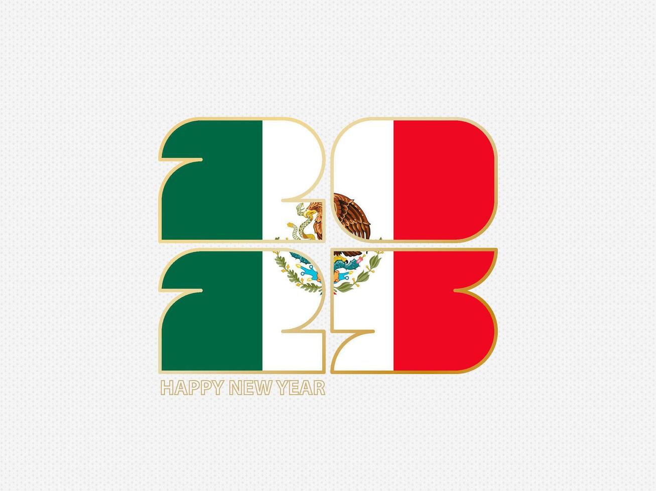Abstract numbers 2025 with flag of Mexico. vector