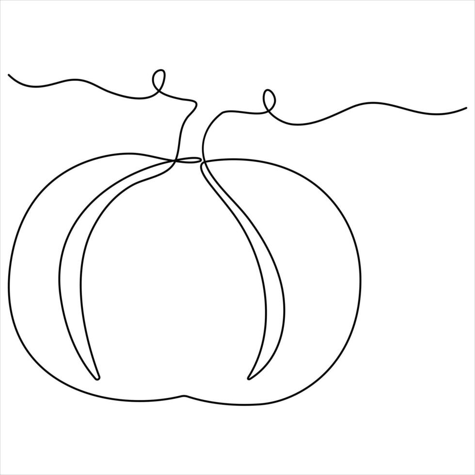 Pumpkin one line continuous single line art drawing concept vector