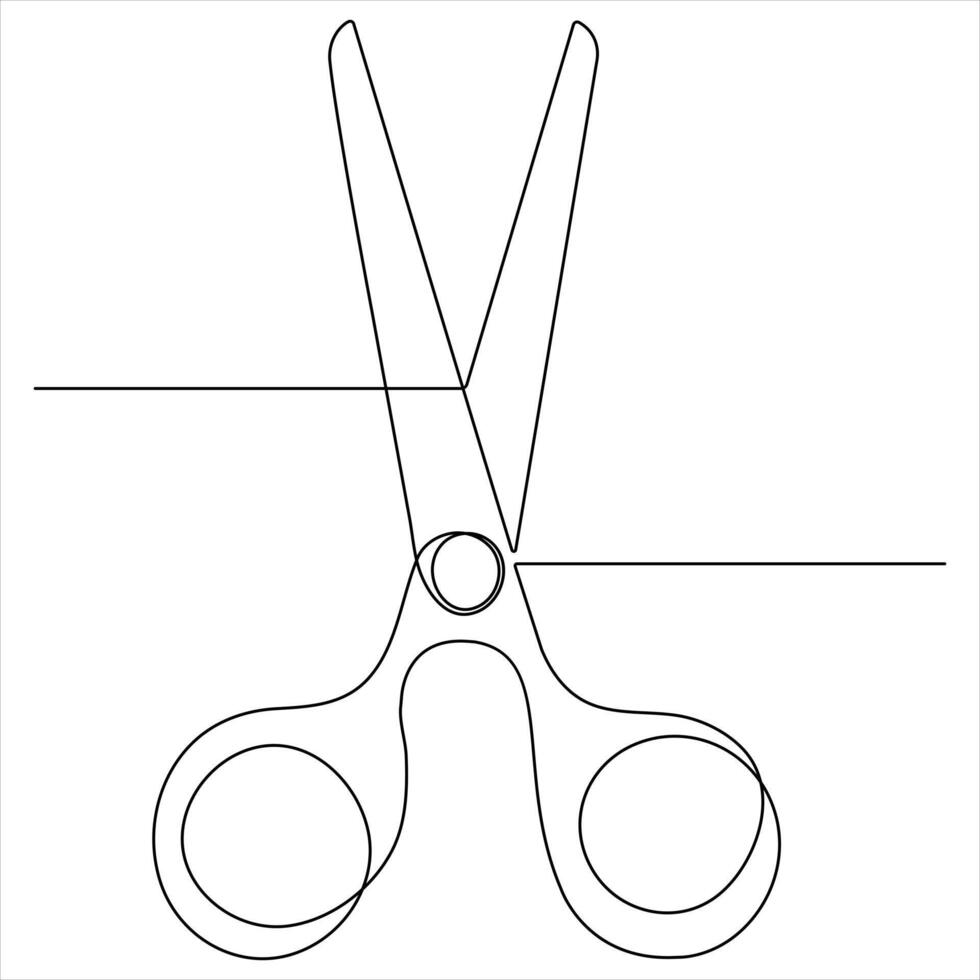 Scissor tool one line continuous single line art drawing style illustration vector