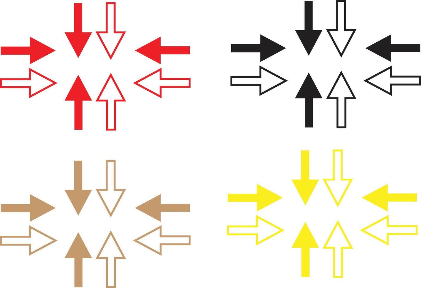 simple different color arrow different direction icon images set vector