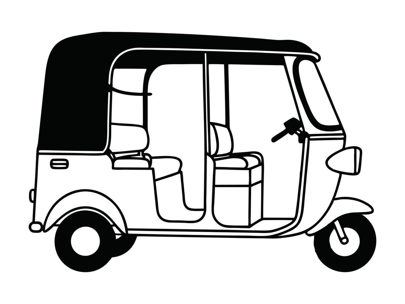 Line Sketch Rickshaw vector