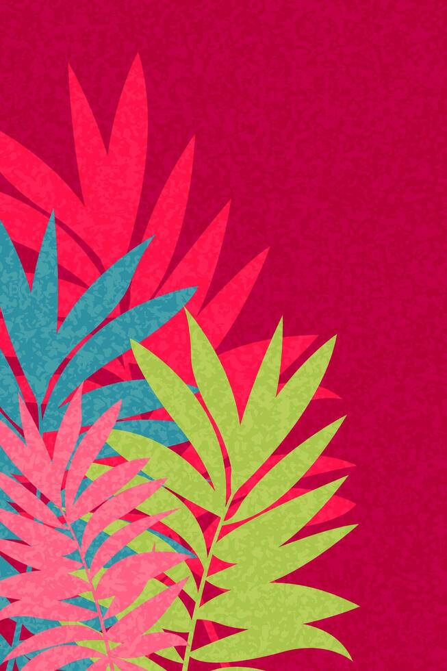Summer bright background with tropical leaves. vector