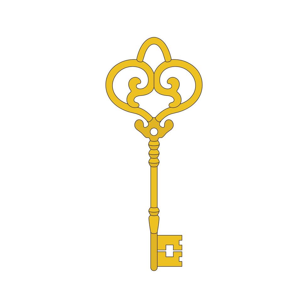 kids drawing illustration old fashioned key cartoon isolated vector