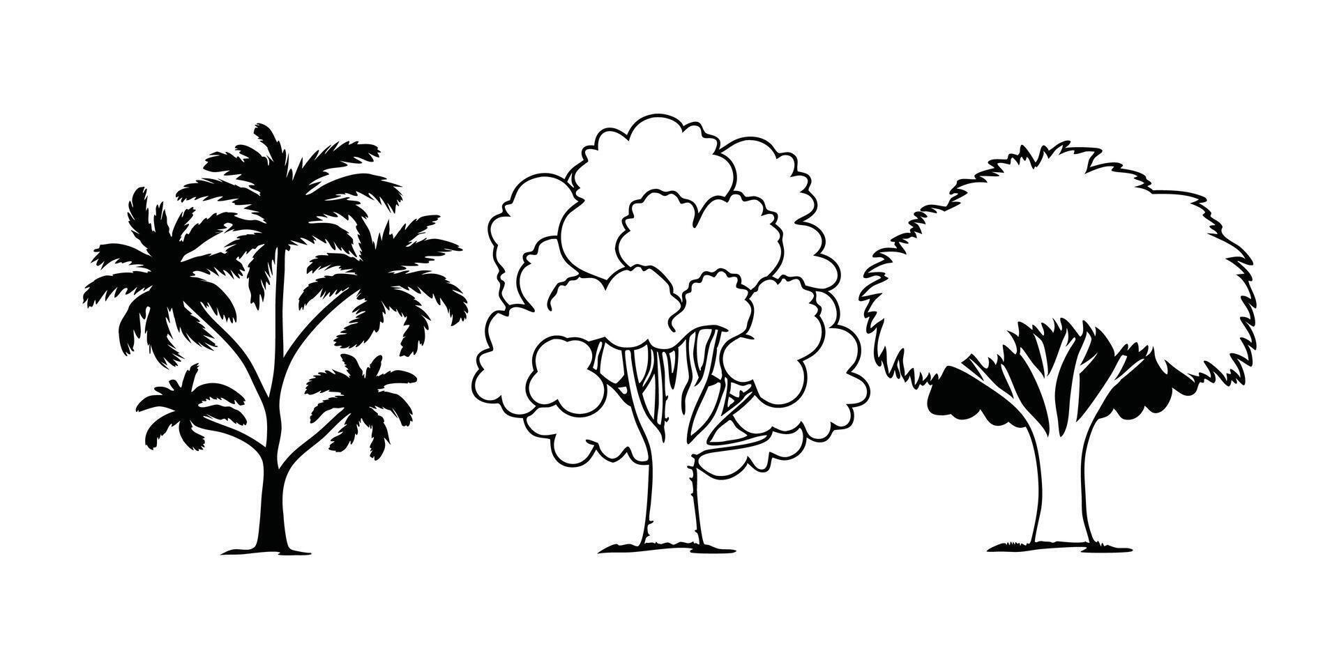 Silhouetted Forest Elegant Tree Sketches vector