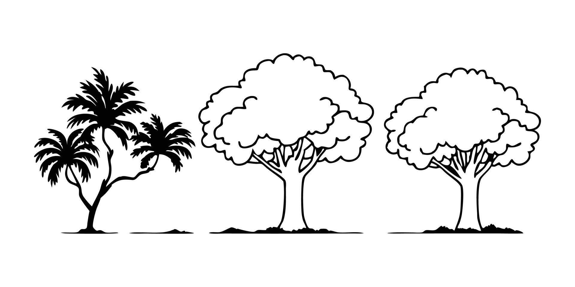Woodland Shadows Tree Silhouette Designs vector
