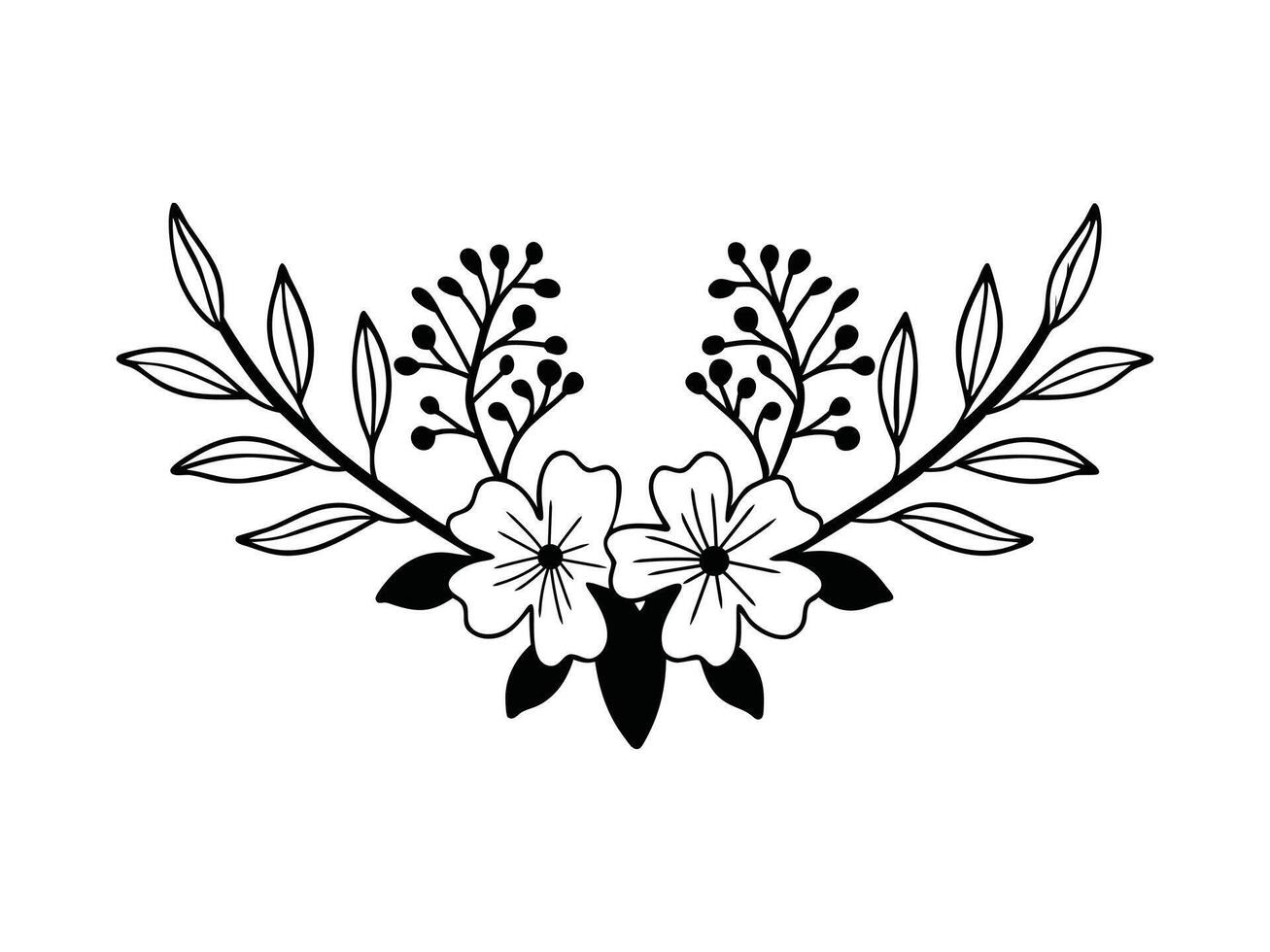 Botanical Bliss Rustic Silhouette Florals vector